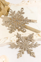 7.75" Jewel Beaded Snowflake Ornament - Champagne