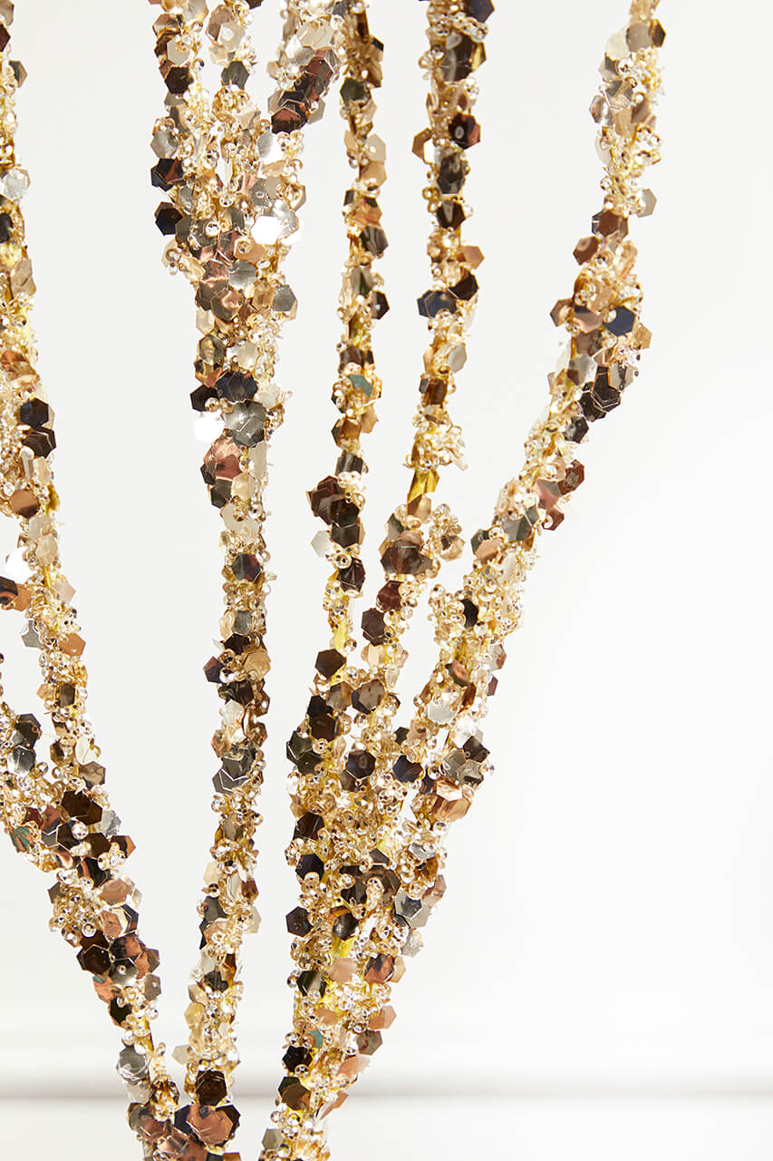 40" Champagne Laser Glitter Twig Spray