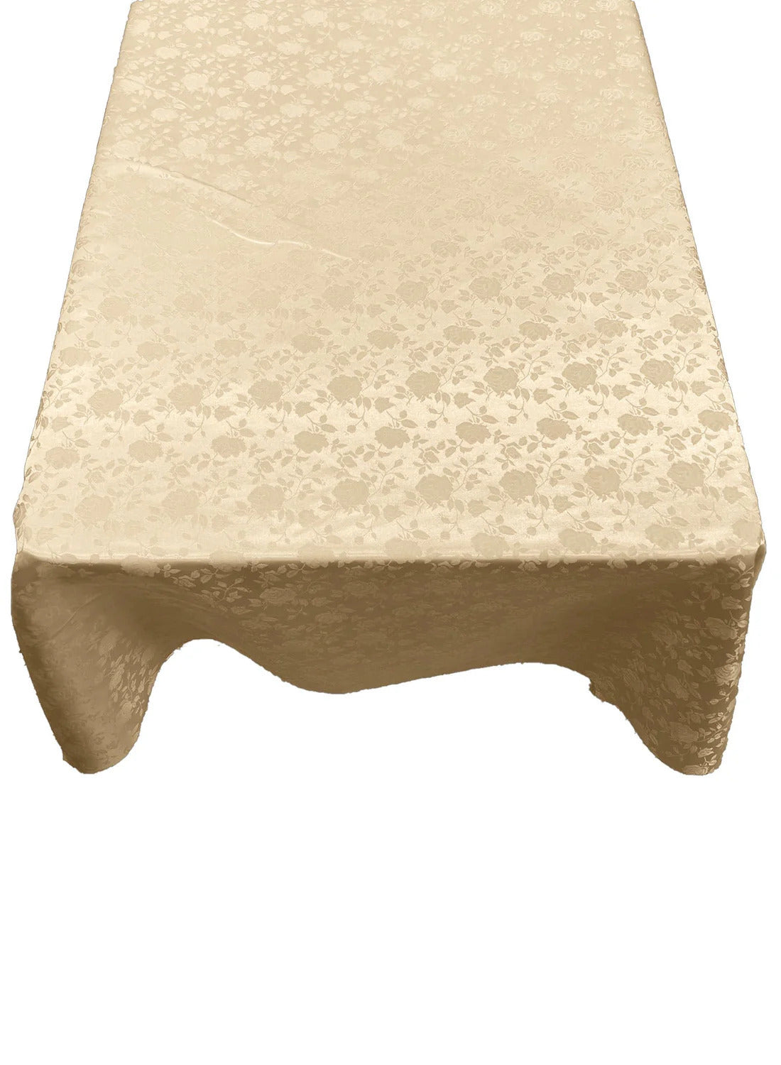 Square Tablecloth Roses Jacquard Satin Fabric - Floral Rose Pattern, 54" X 54" (1 Piece)