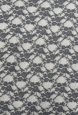 Charcoal Grey Nylon Spandex Fabric - 4-Way Stretch Vintage Look Shimmery Floral Lace Sheer, Charcoal Grey, 58/60" Width (1 Yard)