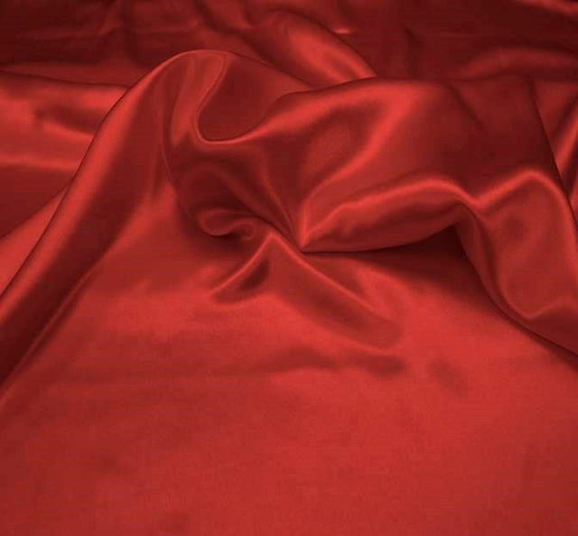 Charmeuse Red Polyester Fabric - Red, Satin Sheen, 58/60" Width (1 Yard)