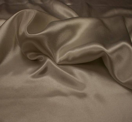 Charmeuse Taupe Polyester Fabric - Taupe, Satin Sheen, 58/60" Width (1 Yard)