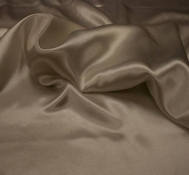 Charmeuse Taupe Polyester Fabric - Taupe, Satin Sheen, 58/60" Width (1 Yard)