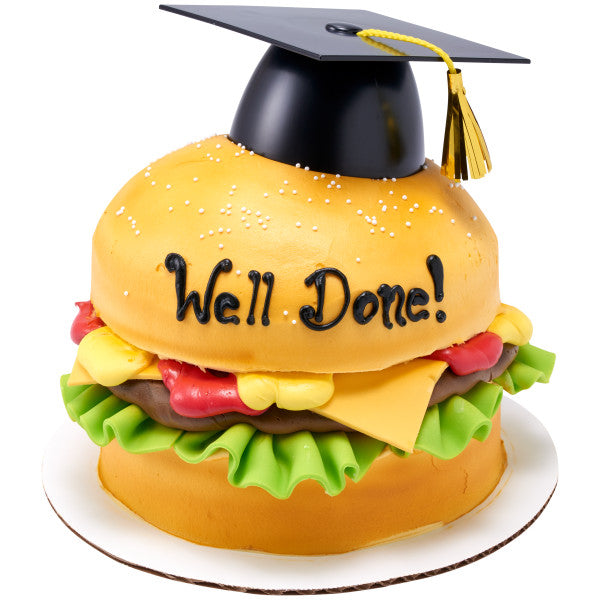 Graduation Large Black Grad Cap with Tassels Layon Cake - 12 per order