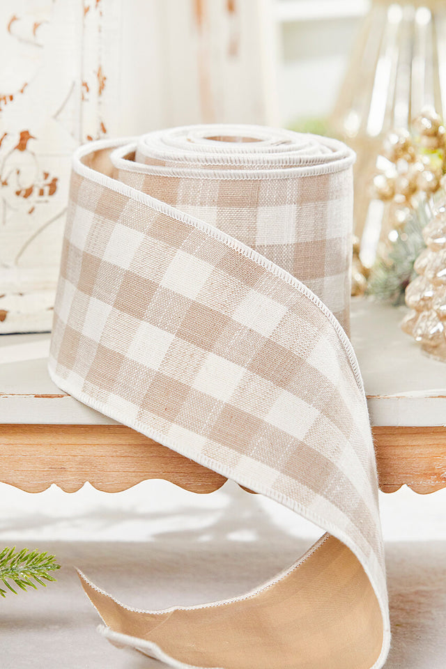 4" x 5 Yard Cotton Checks Taffeta Ribbon