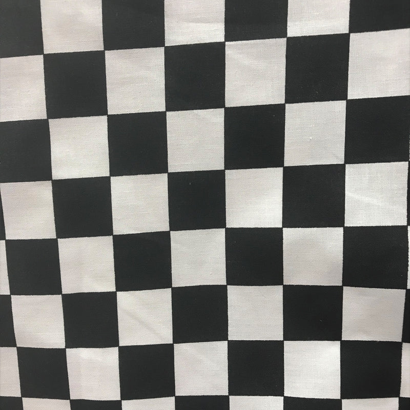 Checkered Board Black/White Poly Cotton Fabric - Black/White Checkered Board, 59/60" Width (1 Yard)
