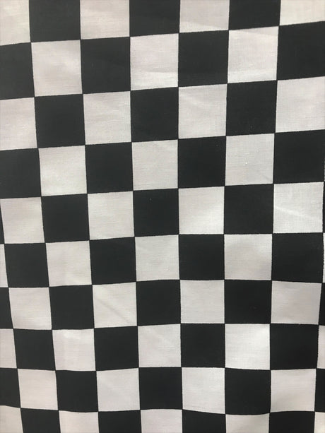 Checkered Board Black/White Poly Cotton Fabric - Black/White Checkered Board, 59/60" Width (1 Yard)