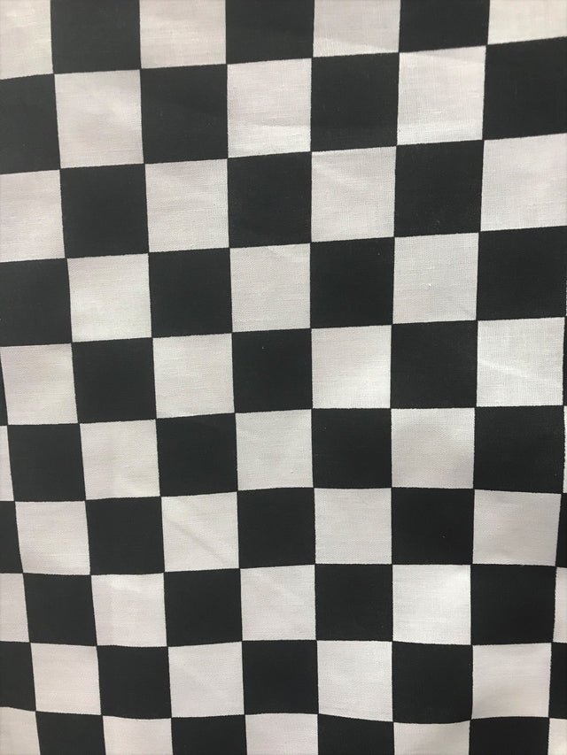 Checkered Board Black/White Poly Cotton Fabric - Black/White Checkered Board, 59/60" Width (1 Yard)