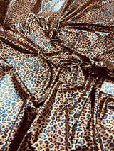 Cheetah Print Stretch Latex Fabric - Brown/Black Cheetah Print, 58" Width (1 Yard)