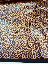 Cheetah Print Stretch Latex Fabric - Brown/Black Cheetah Print, 58" Width (1 Yard)