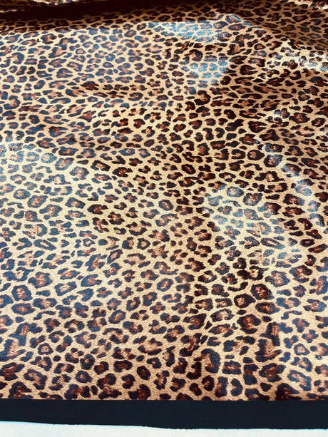Cheetah Print Stretch Latex Fabric - Brown/Black Cheetah Print, 58" Width (1 Yard)