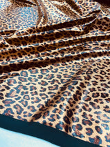 Cheetah Print Stretch Latex Fabric - Brown/Black Cheetah Print, 58" Width (1 Yard)