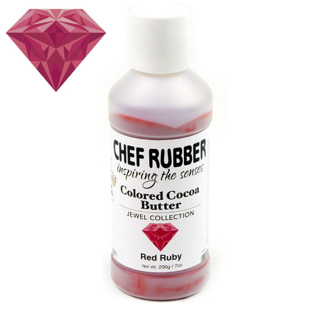 Chef Rubber Jewel Red Ruby Cocoa Butter, 200g/7 Oz