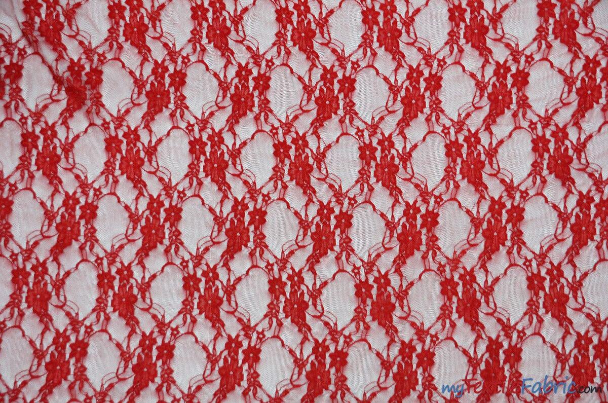 Giselle Floral Lace Polyester Spandex Fabric - Sheer Vintage Stretch Lace, 58/60" Width, Multiple Colors (1 Yard)