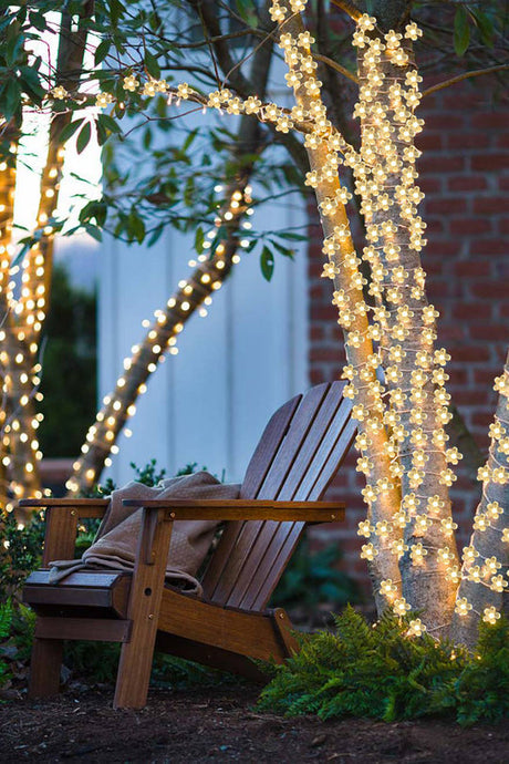 50 luces solares LED en cadena con flores de cerezo – 22 pies, 8 modos