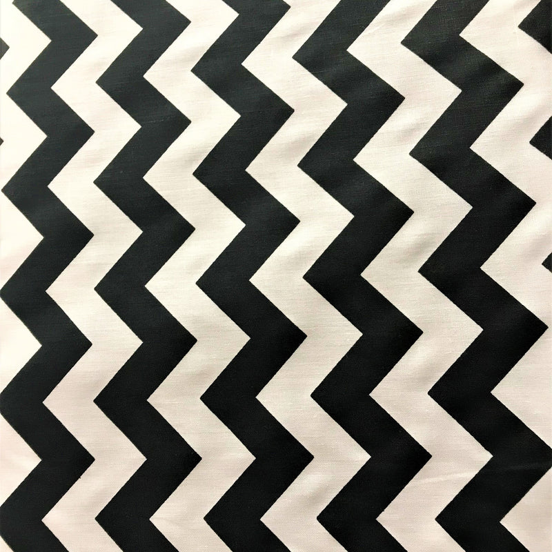 1" Chevron Black Poly Cotton Fabric - Black Chevron, 59/60" Width (1 Yard)