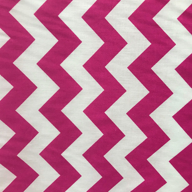 Fuchsia 1" Chevron Poly Cotton Fabric - Fuchsia Chevron, 59/60" Width (1 Yard)