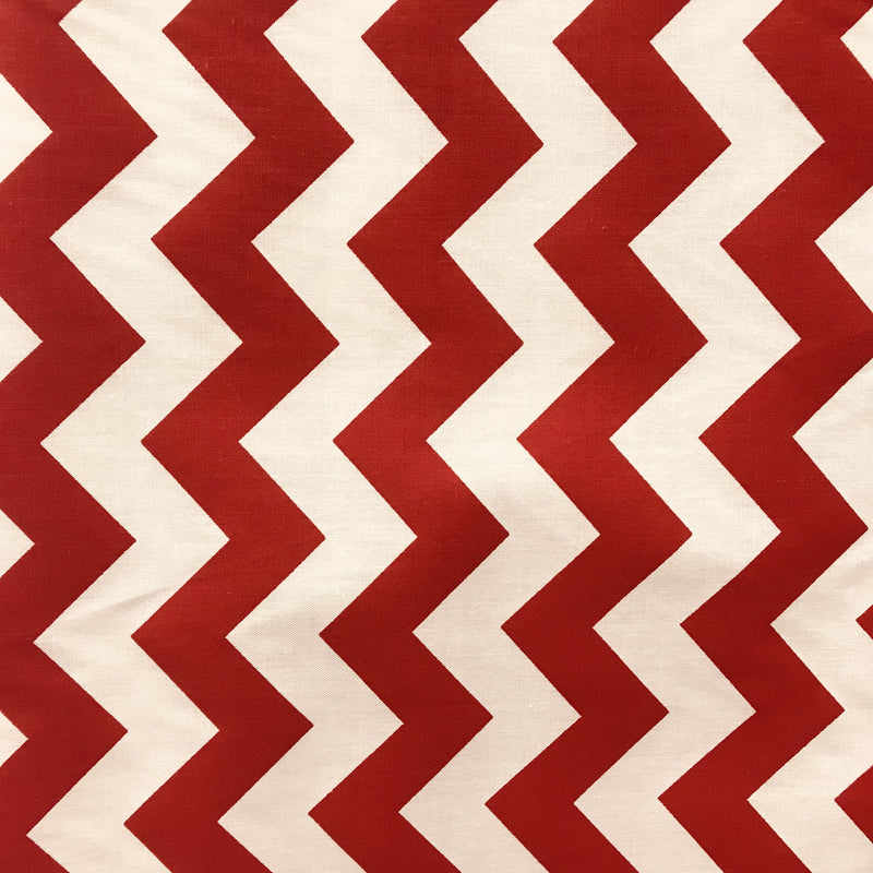 Chevron Red Poly Cotton Fabric - Red Chevron Print, 59/60" Width (1 Yard)