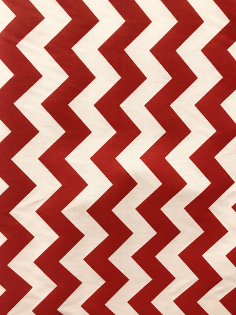Chevron Red Poly Cotton Fabric - Red Chevron Print, 59/60" Width (1 Yard)