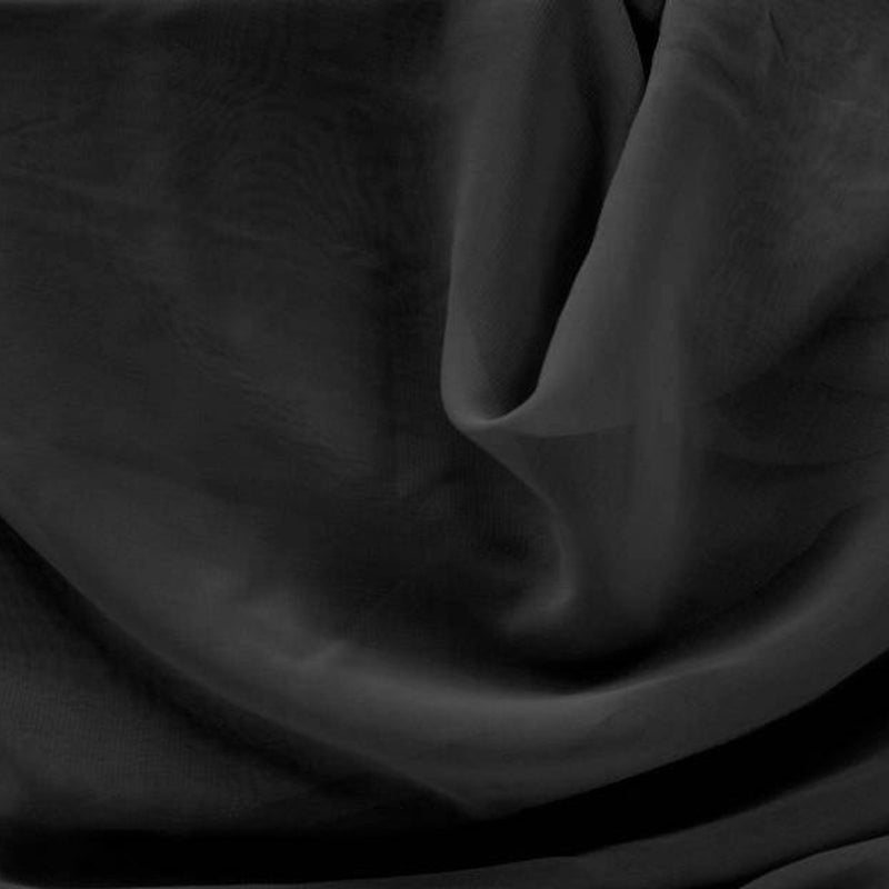 1 Yard Black Hi Multi Chiffon Fabric 58/60" Wide Lightweight Sheer Polyester for Apparel & Décor