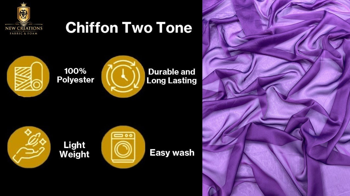 Two Tone Chiffon Sheer Fabric - Two Tone Sheer, 58" Width (1 Yard)