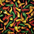 Black Chilies Poly Cotton Fabric - Black Chili Print, 59/60" Width (1 Yard)