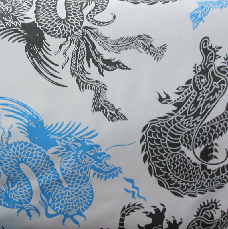 Boardshort Fabric Chinese Dragons Blue/Black Colorway