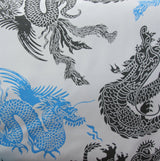 Boardshort Fabric Chinese Dragons Blue/Black 27" Remnant