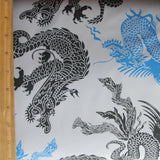 Boardshort Fabric Chinese Dragons Blue/Black Colorway