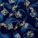 Microfiber Boardshort Fabric Chinese Dragons Navy