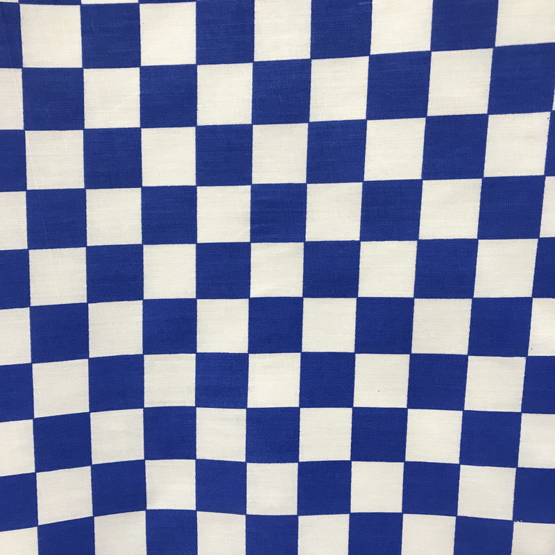 Checkered Royal Poly Cotton Fabric - Royal Checkered, 59/60" Width (1 Yard)