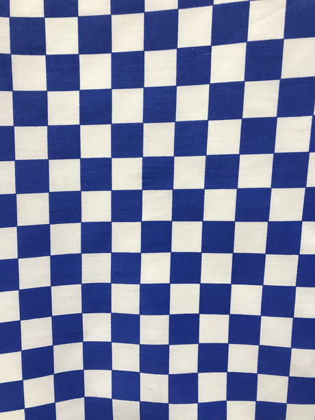 Checkered Royal Poly Cotton Fabric - Royal Checkered, 59/60" Width (1 Yard)
