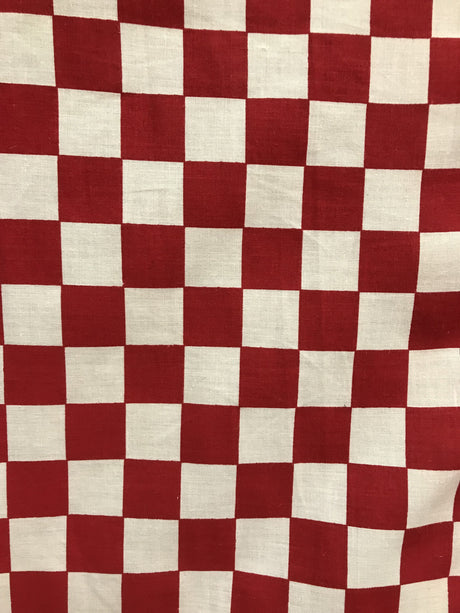 Red Checkered Poly Cotton Fabric - Red Checkered, 59/60" Wide (1 Yard)