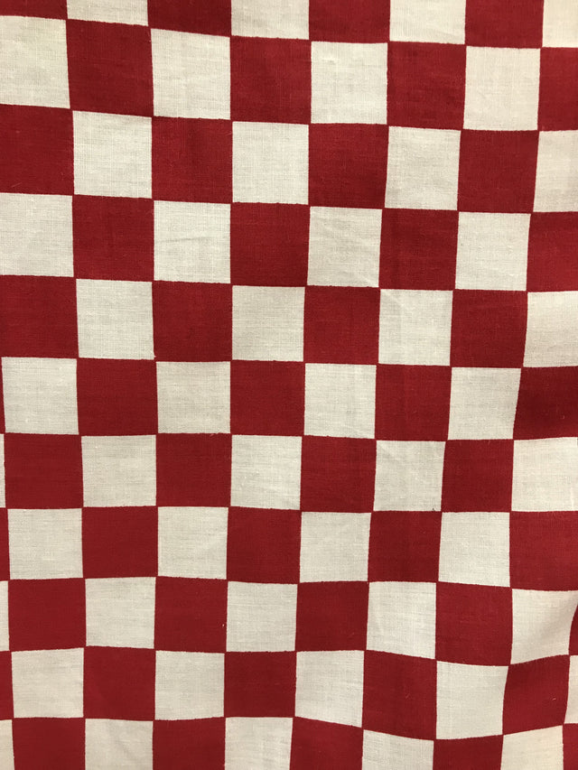 Red Checkered Poly Cotton Fabric - Red Checkered, 59/60" Wide (1 Yard)