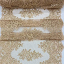 VT-14 Sequin Lace Fabric - Embroidered Mesh, Scalloped Edge, 20.08" Width