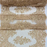 VT-14 Sequin Lace Fabric - Embroidered Mesh, Scalloped Edge, 20.08" Width
