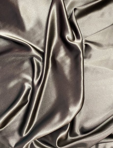 Crepe Satin Polyester Fabric - Chocolate Brown, 58" Width (1 Yard)
