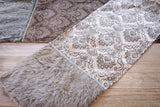 Chocolate Printed Velvet with Fur Trim Table Runner (15"x72")