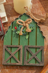 6" Wood & Metal Holiday Barn Ornaments