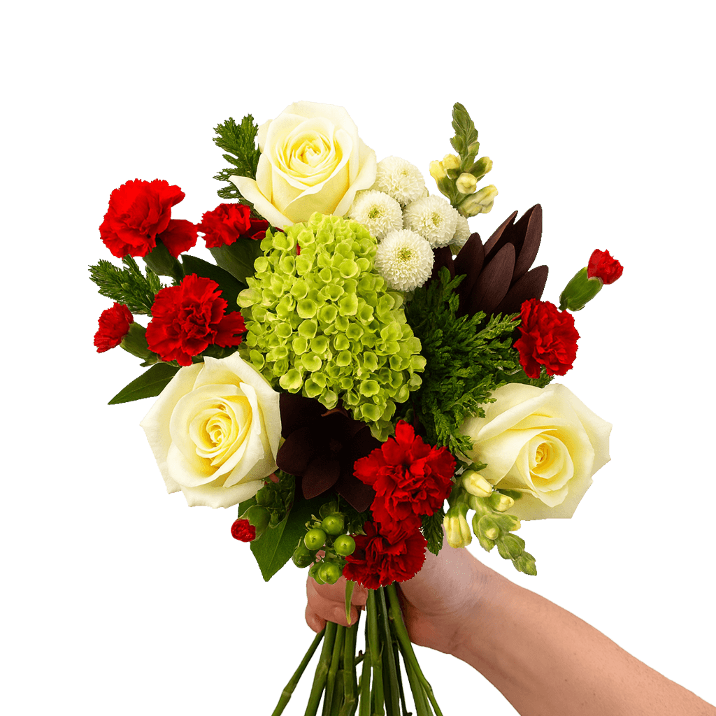 Peace On Earth Christmas Bouquets Red White Holiday Flower Arrangement Fresh Winter Floral Bundle