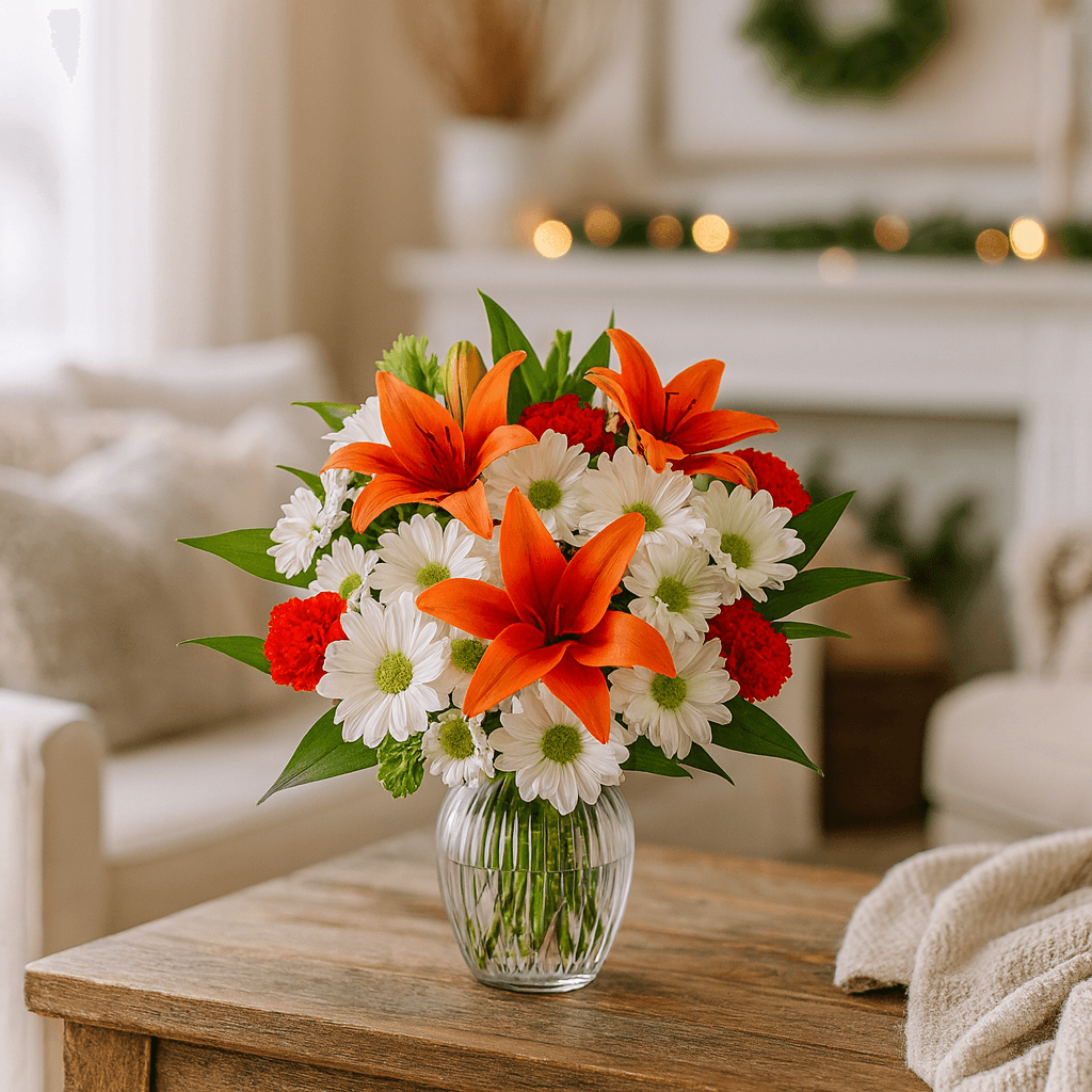 Special Christmas Bouquets Red White Green Holiday Flower Arrangement Festive Winter Floral Centerpiece