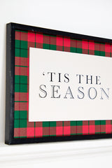 15.5 Inchi Framed Plaid Tis the Season Christmas Wall Art Holiday Home Decor