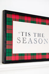 15.5" Framed Plaid Tis the Season Christmas Wall Art