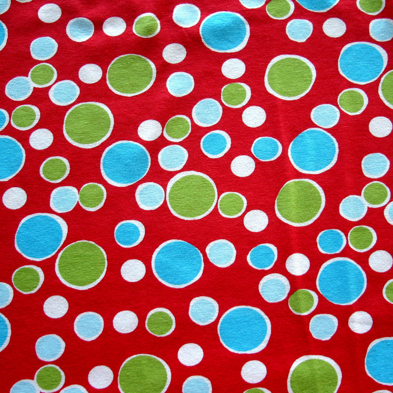 Cotton Lycra Knit Fabric Christmas Bubble Dots