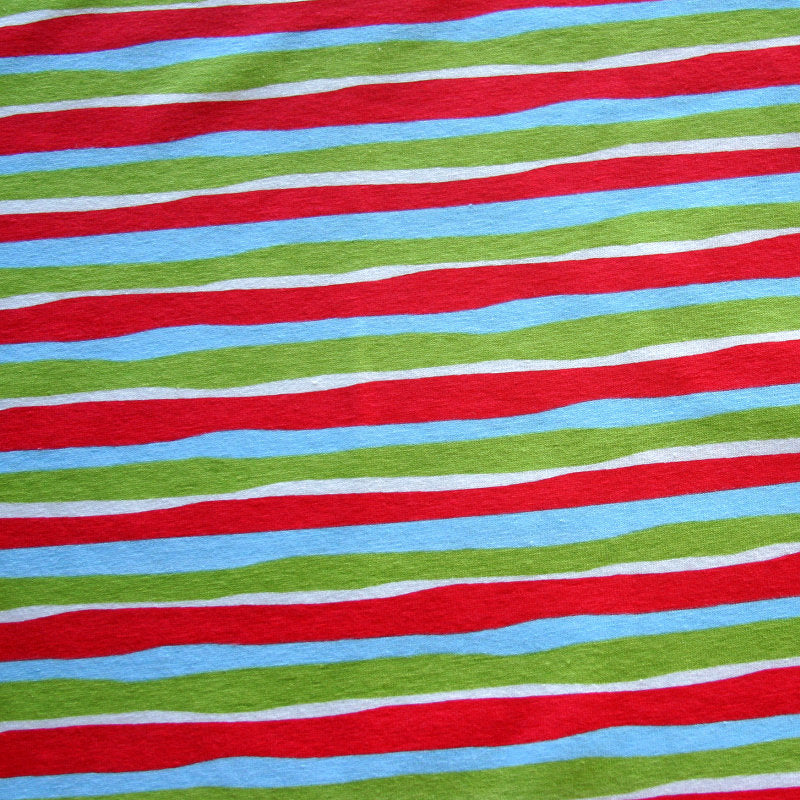 Cotton Lycra Knit Christmas Wavy Stripes