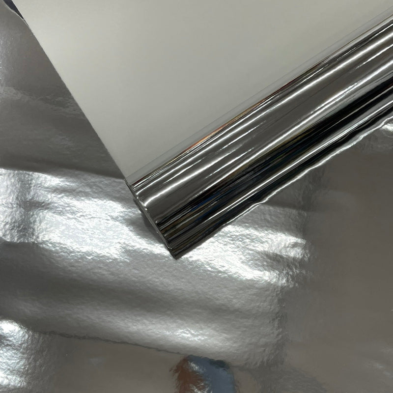 Chrome Mirror Reflective Vinyl Fabric - Mirror Reflective Finish, 54" Width (1 Yard)