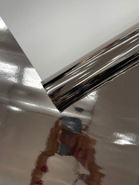 Chrome Mirror Reflective Vinyl Fabric - Mirror Reflective Finish, 54" Width (1 Yard)