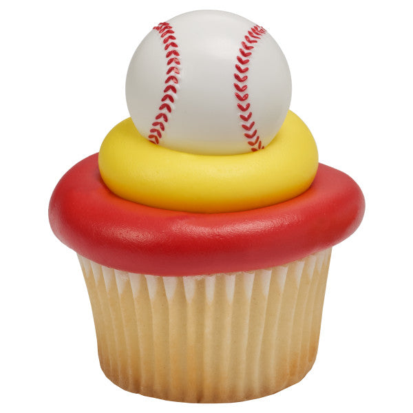 Baseball 3D ball Cupcake Cake rings- set of 12 toppers