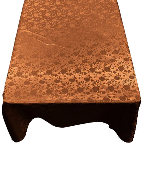 Rectangular Tablecloth Roses Jacquard Satin Fabric - Rose Pattern, 60" X 72" (1 Piece)