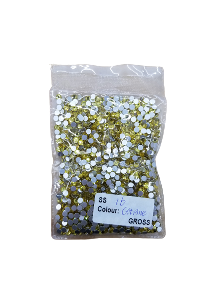 Small Bag Glue On Rhinestones Acrylic Fabric - Citrine Flat Back, 2MM /6SS, 3MM /10SS, 4MM /16SS, 5MM /20SS, 6MM /30SS (1 Bag)